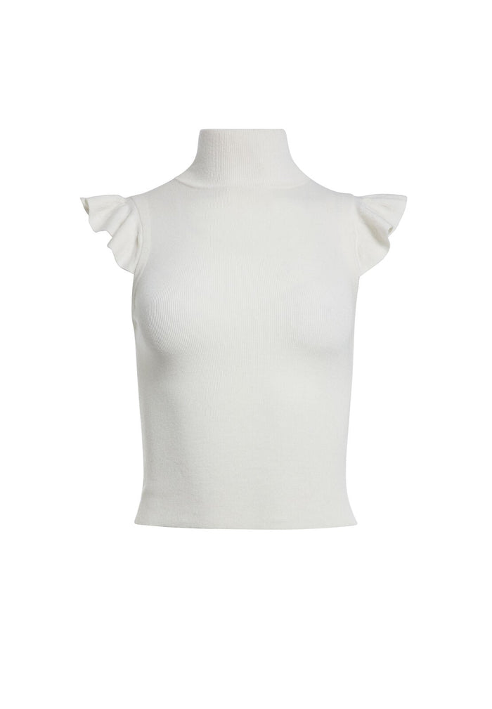 LAMARA TURTLENECK RUFFLE TANK - SOFT WHITE