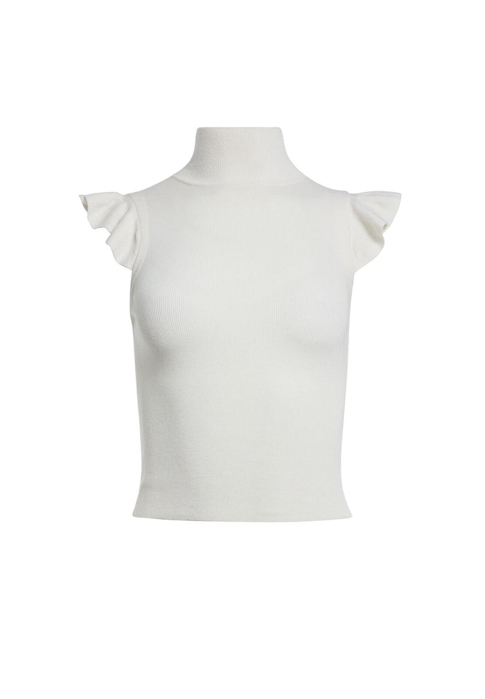 LAMARA TURTLENECK RUFFLE TANK - SOFT WHITE