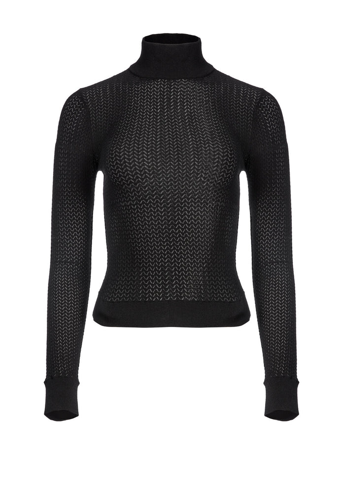 LANIE HIGH NECK PULLOVER - BLACK