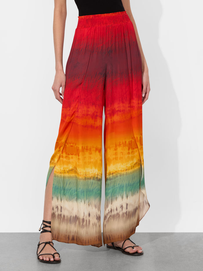 LARISSA OPEN PLEAT PANT - CRYSTAL TIE DYE