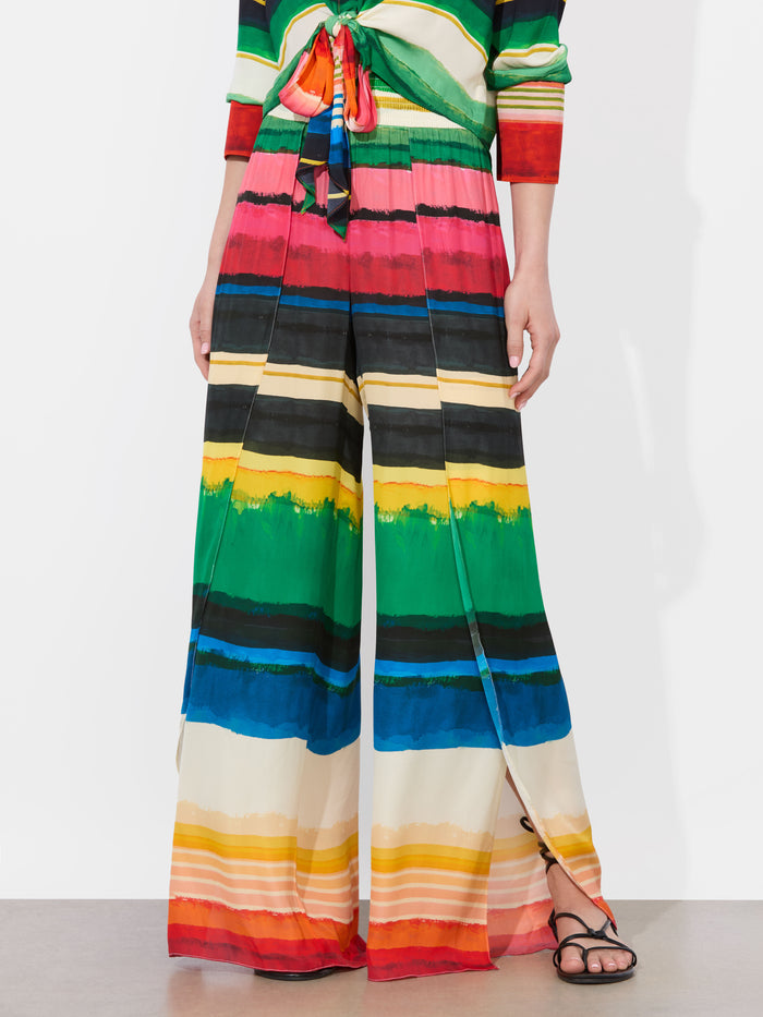 LARISSA OPEN PLEAT PANT - RAINBOW REEF