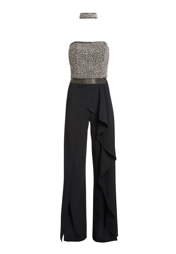 LATONYA EMBL BSTIER RFLD JMPST - BLACK/CRYSTAL
