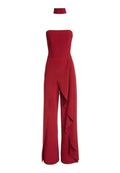 LATONYA RFFLED BUSTIER JMPSUIT - BORDEAUX