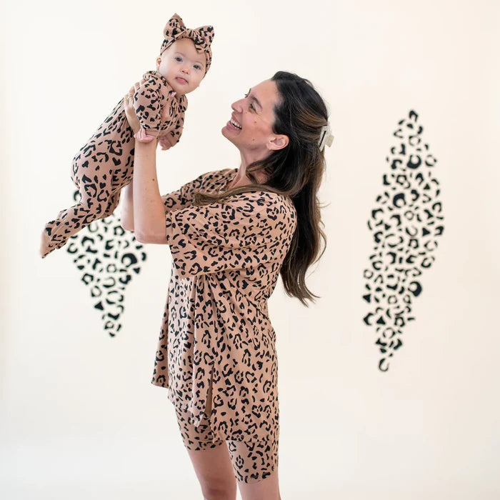 Latte Leopard Zippered Footie