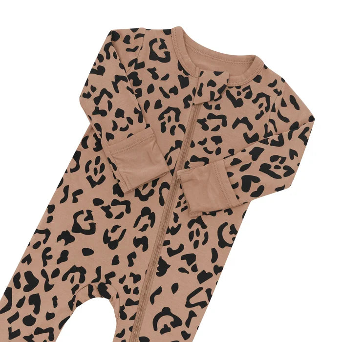 Latte Leopard Zippered Footie