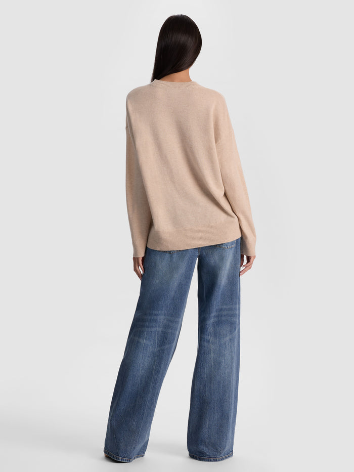 LAURA CASHMERE PULLOVER - OATMEAL HEATHER