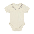 Lavender Embroidery on Cream Bodysuit