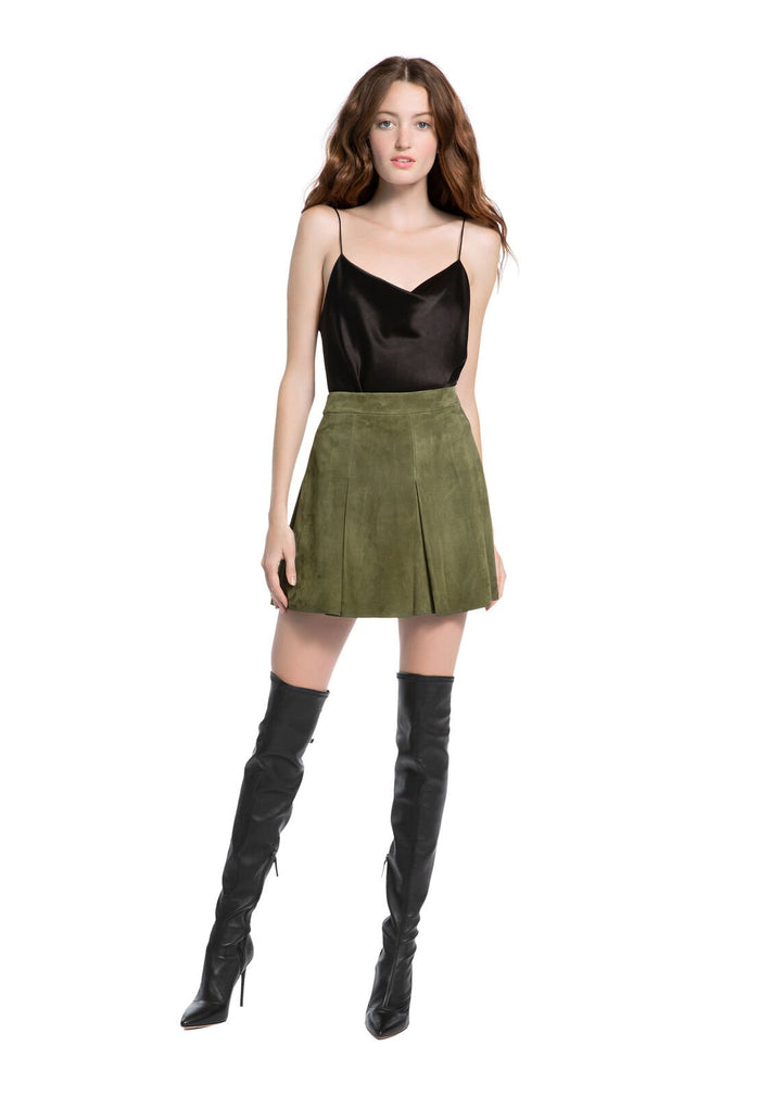 LEE SUEDE MINI SKIRT - MOSS