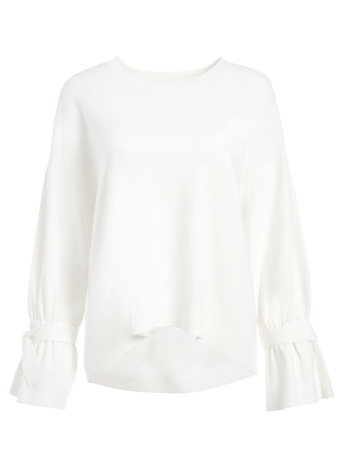 LEIGHTON TIE CUFF PULLOVER - SOFT WHITE