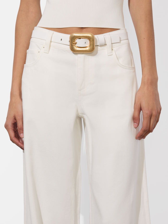 LETTY BUCKLE BELT - OFF WHITE/GOLD