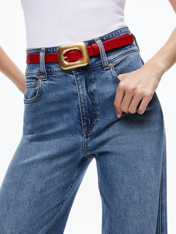 LETTY BUCKLE BELT - BRIGHT RUBY/GOLD