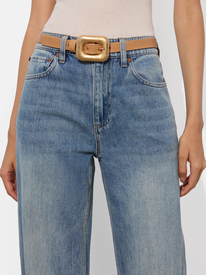 LETTY BUCKLE BELT - TAN/GOLD