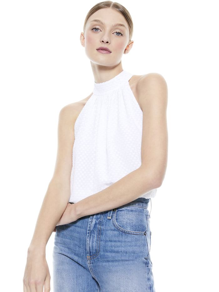 LIANA TIE NECK TOP - WHITE