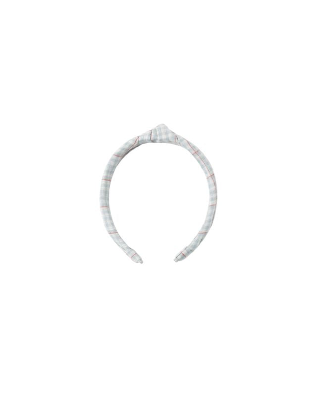 Light Blue Plaid Knotted Headband