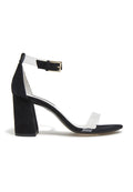 LILLIAN SNAKE PRINT HEEL - BLACK/CLEAR
