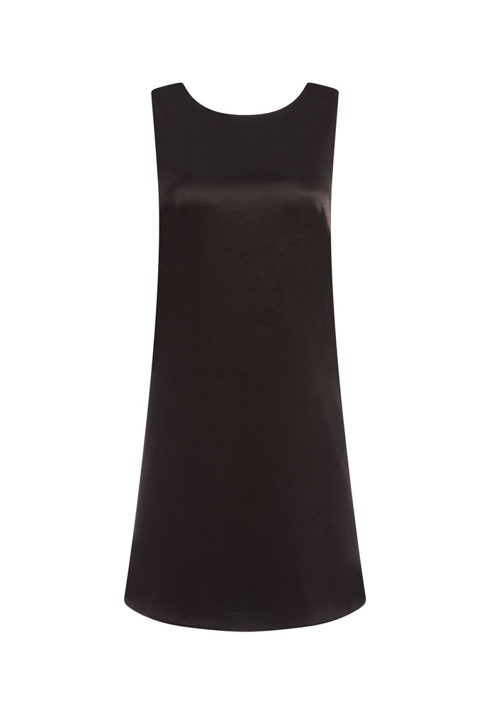 LITA COWL BACK SHIFT DRESS - BLACK