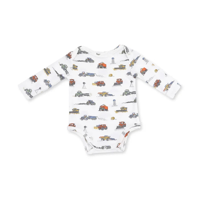 Long Sleeve Bodysuit- Farm Machines