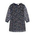 Long Sleeve Floral Dobby Dress- Dark Sapphire