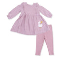 Long Sleeve Ruffle Dress and Legging- Berry Gingham