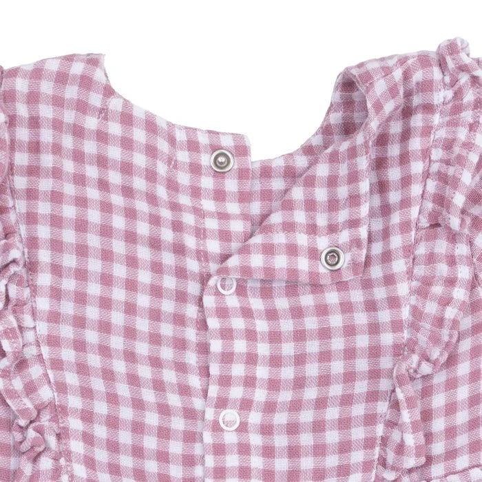 Long Sleeve Ruffle Dress and Legging- Berry Gingham