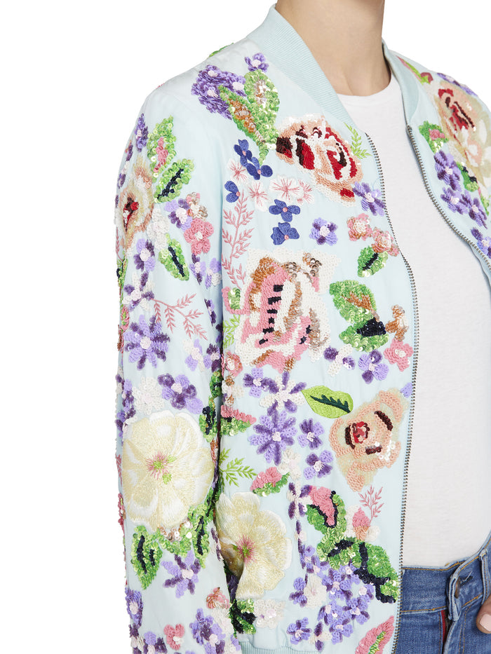 LONNIE EMBROIDERED BOMBER JACKET - MULTI