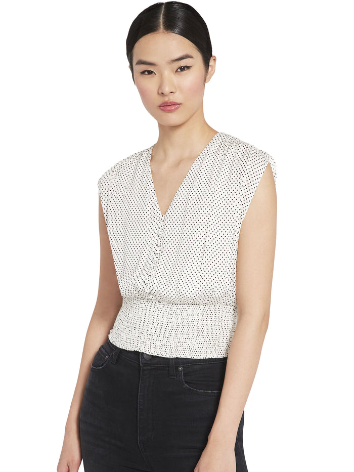 LORRETTA POLKA DOT TOP - MINI DOT SOFT WHITE