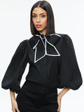 LOU BOW BUTTON DOWN - BLACK/OFF WHITE