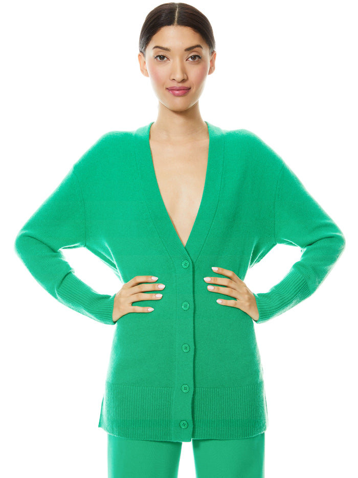 LOUIE OVERSIZED V-NECK CARDIGAN - MINT KELLY
