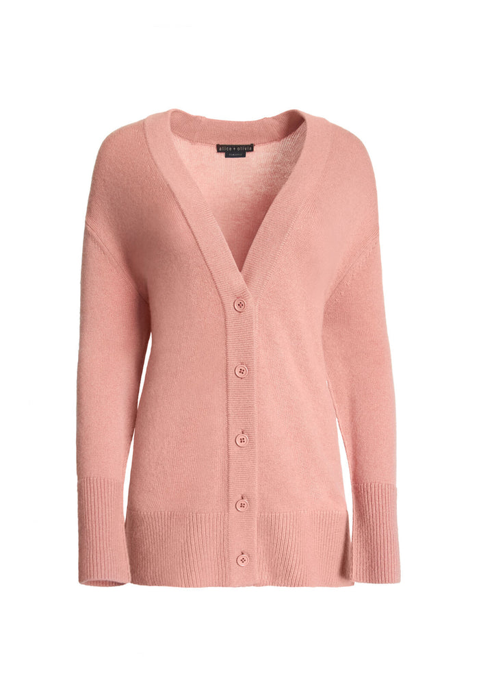 LOUIE V-NECK OVERSIZED CARDIGAN - ROSE TAN