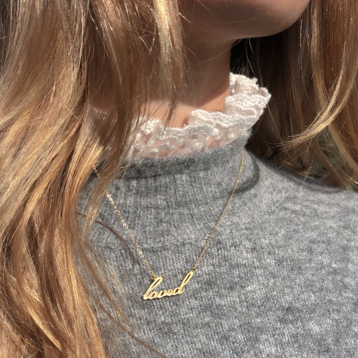Loved Silver Script Necklace