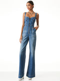 LOVETTA DENIM WIDE LEG JUMPSUIT - MONTEREY BLUE