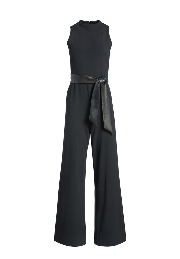 LUCCA MCKNK JUMPSUIT W LTR BLT - BLACK