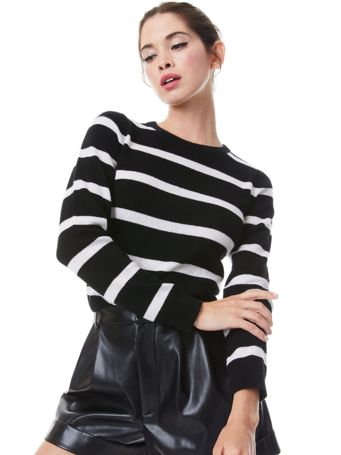 LUNA STRIPED CREWNECK - BLACK/ECRU