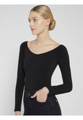 LYNETTA OFF SHLDR LS BODYSUIT - BLACK