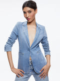 MACEY DENIM FITTED BLAZER - BAY BLUE