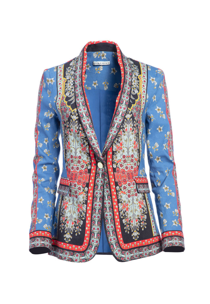 MACEY METALLIC NOTCH COLLARED BLAZER - PALACE DAFFODIL