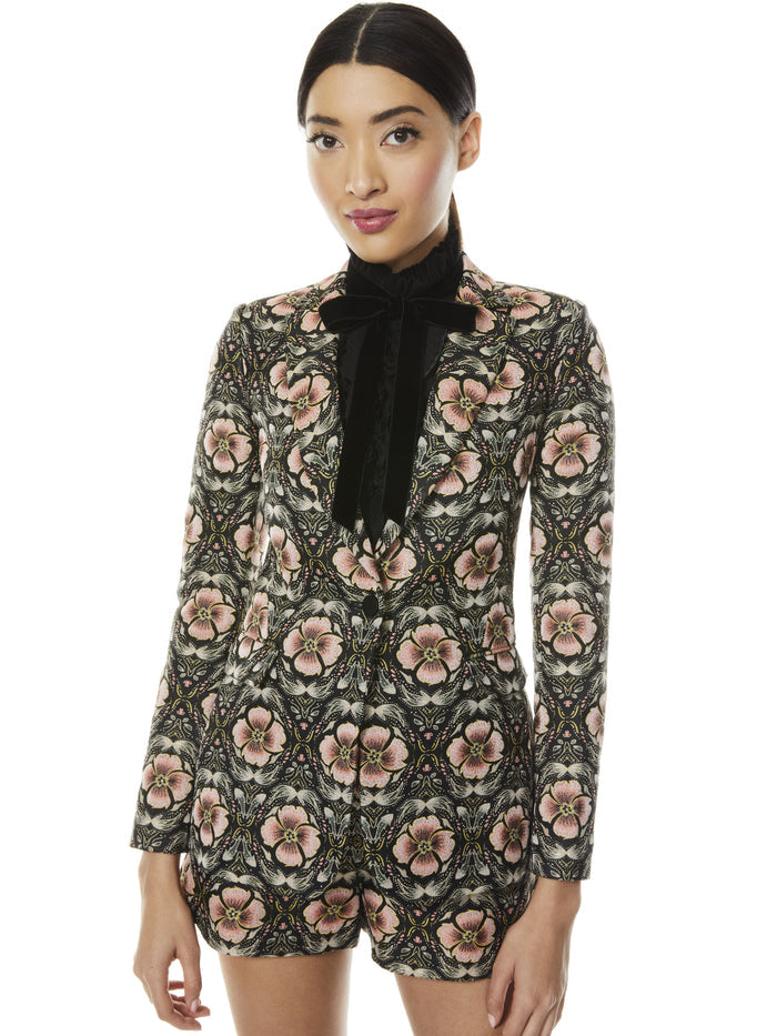 MACEY METALLIC NOTCH COLLARED BLAZER - PROMISE FLORAL