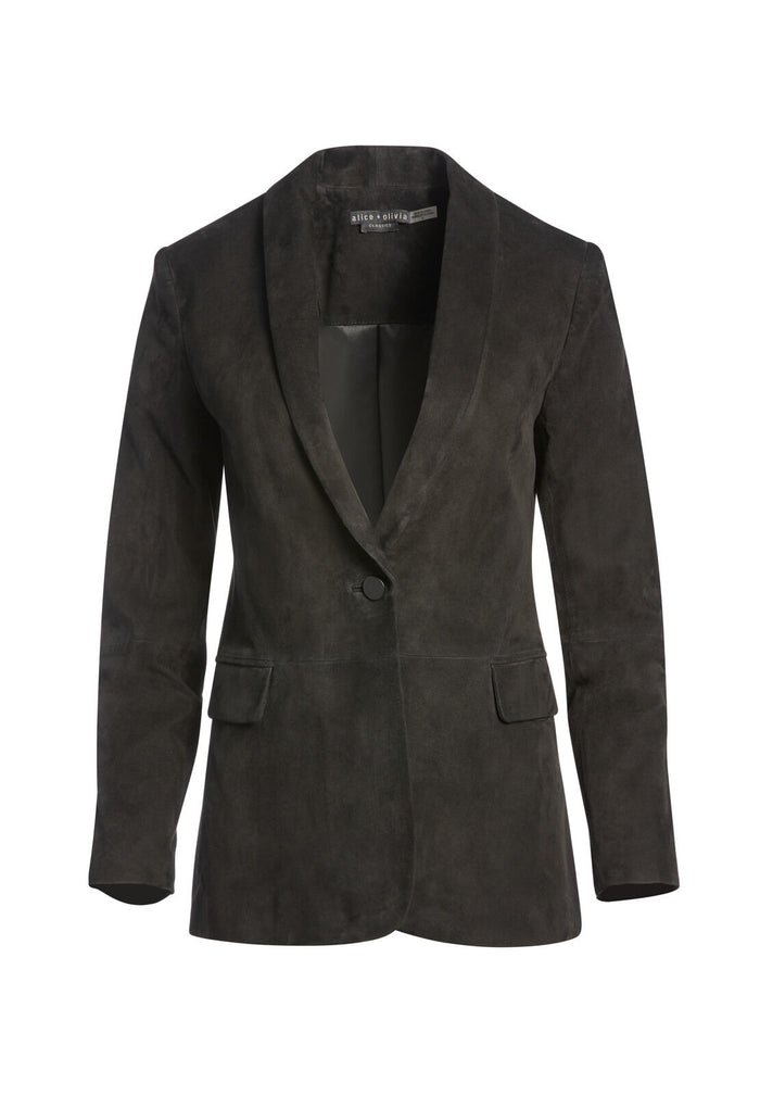 MACEY SUEDE SHAWL COLLAR BLAZER - BLACK