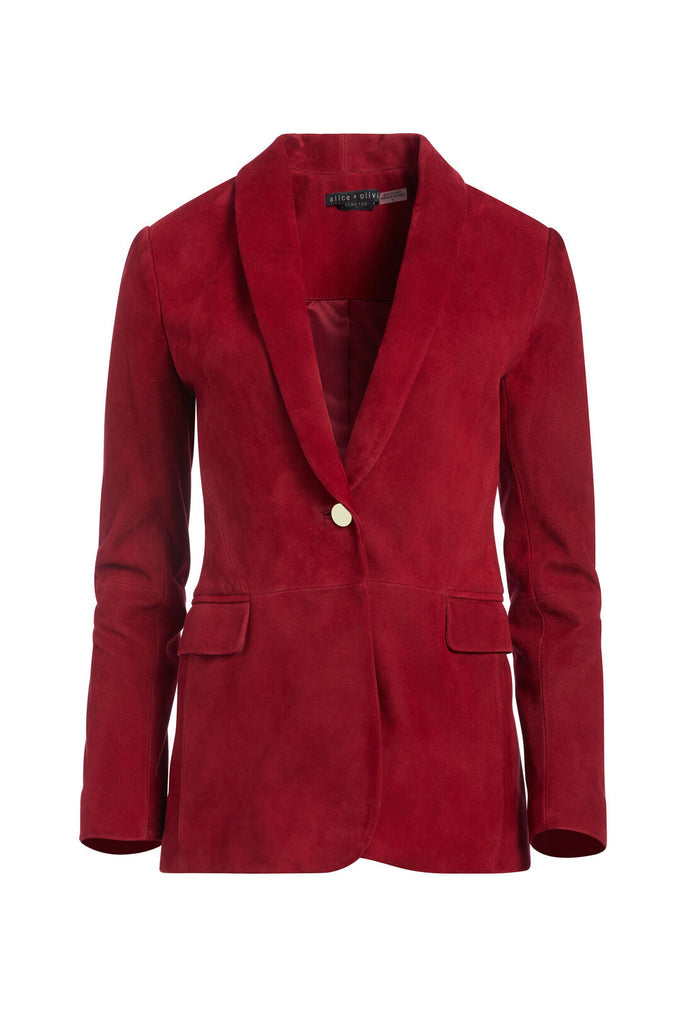 MACEY SUEDE SHAWL COLLAR BLAZER - BORDEAUX