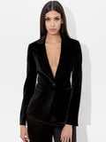 MACEY VELVET BLAZER - BLACK