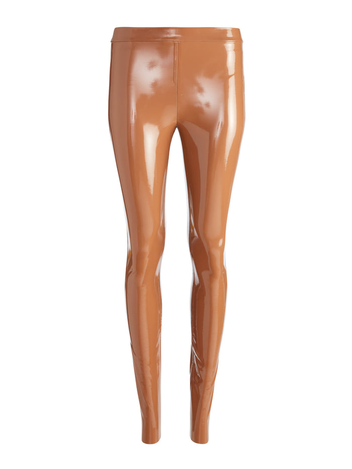 MADDOX BKZIP VEGAN LTR LEGGING - CAMEL