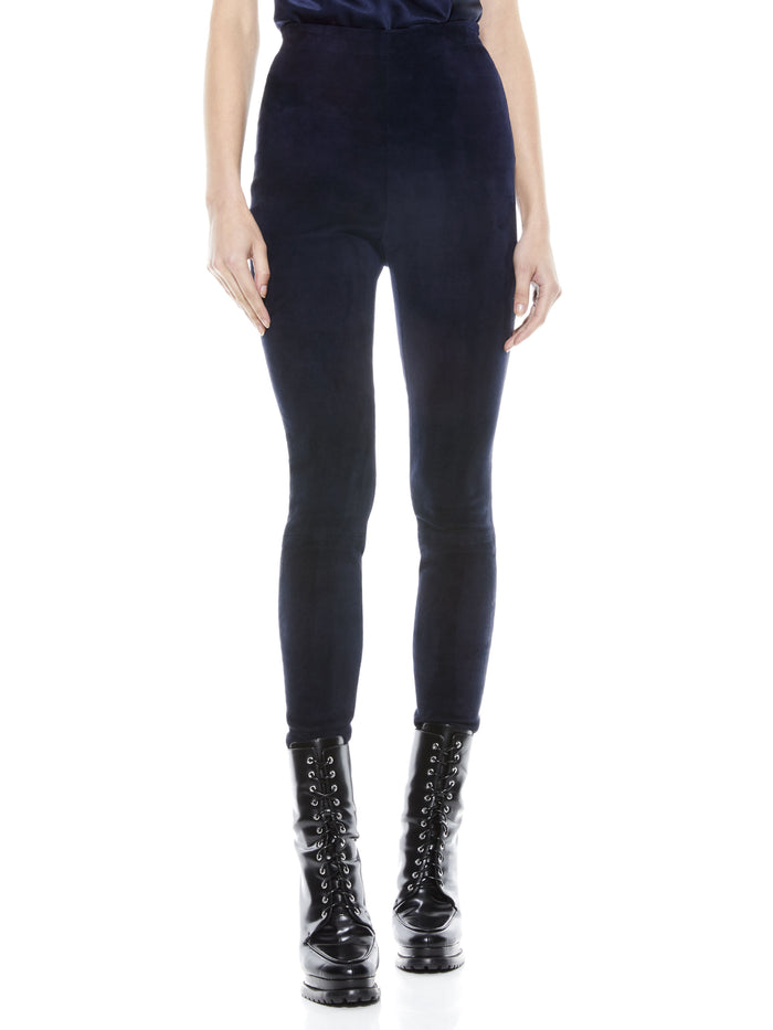 MADDOX SIDE ZIP SUEDE LEGGING - NAVY