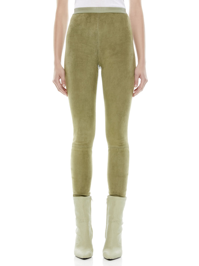 MADDOX SIDE ZIP SUEDE LEGGING - SAGE