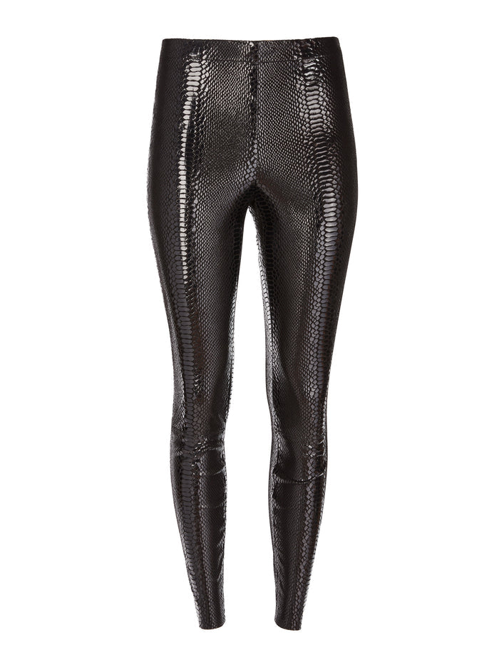 MADDOX SNAKE SKIN LEATHER LEGGING - BLACK