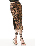 MAEVE ASYMMETRICAL SLIP SKIRT - SPOTTED LEOPARD DARK TAN