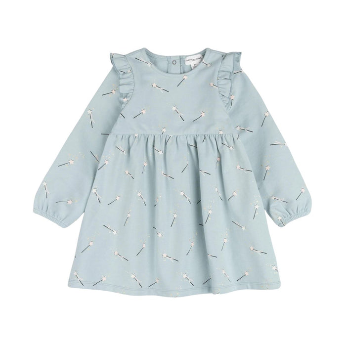 Magic Wand Print on Cloud Blue Terry Dress