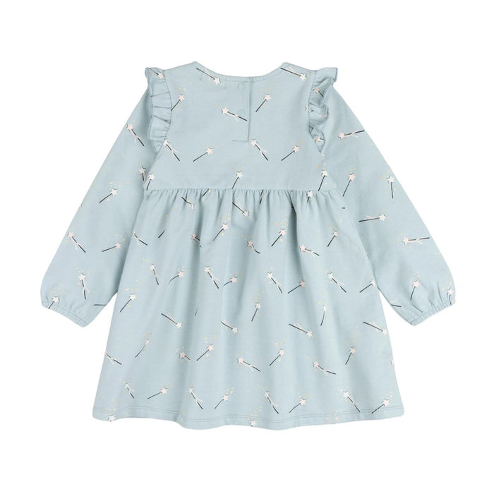 Magic Wand Print on Cloud Blue Terry Dress