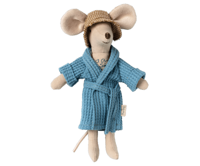 Maileg Dad/Mum Mice Bathrobe- Dusty Blue