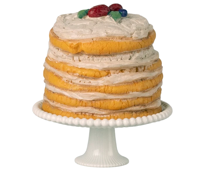 Maileg Party cake and cake stand, Mouse - off white