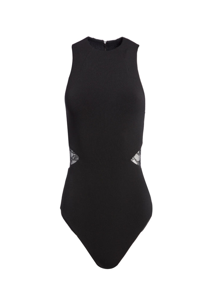 MAKEDA LACE CUT OUT BODYSUIT - BLACK
